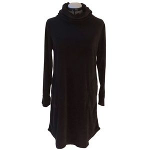 H HALSTON Velvet Velour Black Dress S Small Heritage Cowl Neck Shift Terry 4 6